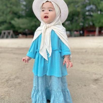 {KUL.31Oc22a} DRESS MUSLIM SET GAMIS ANAK (CARDIGAN + DRESS + HIJAB) / CLEMIRA