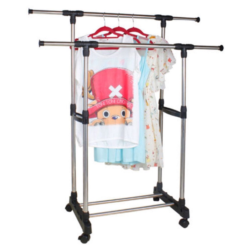 STAND HANGER DOUBLE GAWANG BESI GANTUNGAN BAJU [SWEETSPACE]