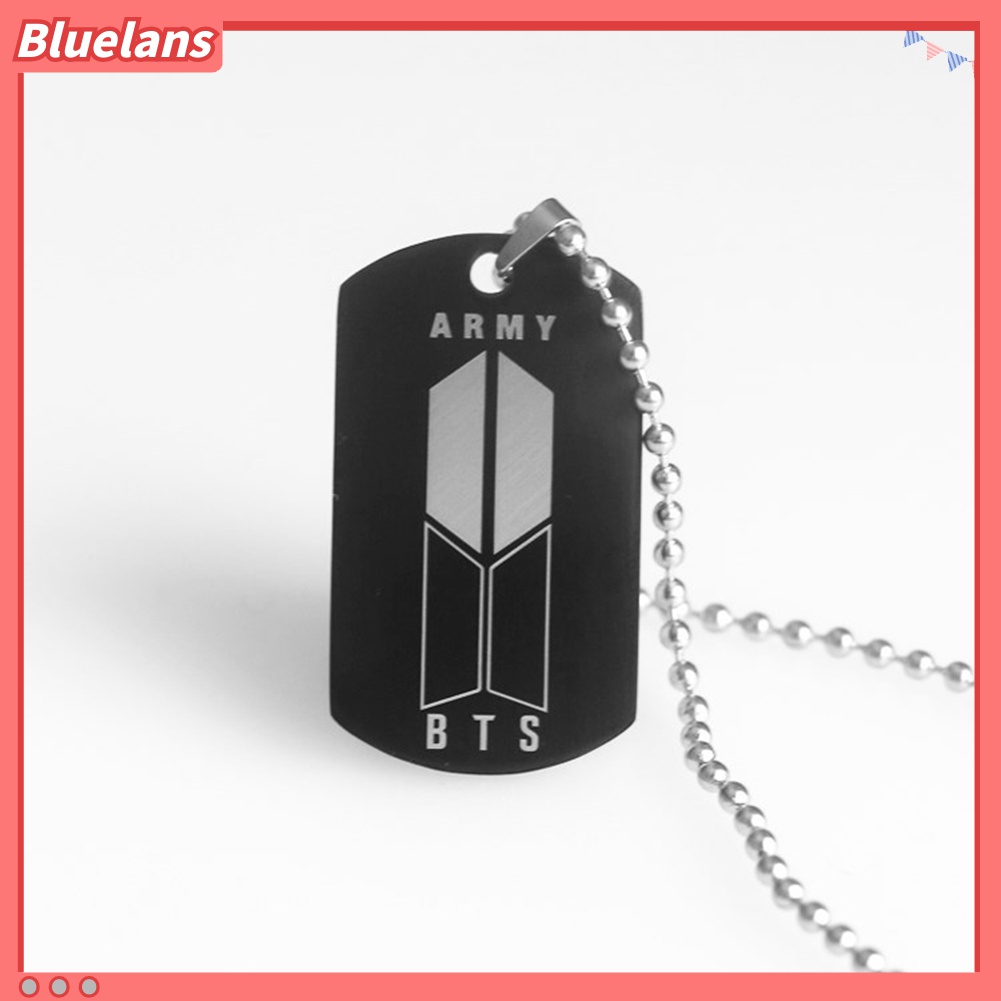 Kalung Rantai Liontin Logo Bangtan Boys Bahan Stainless Steel Untuk Unisex