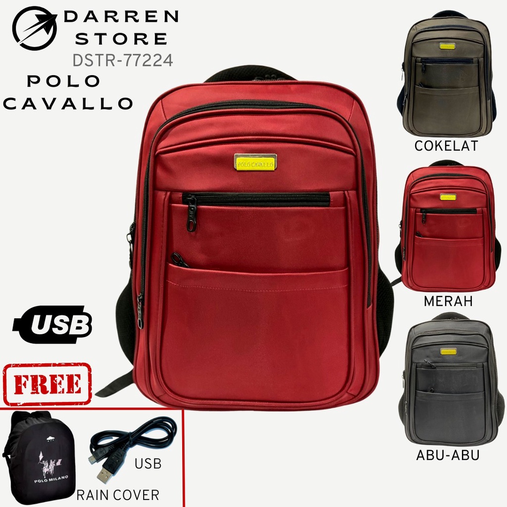 Ransel Polo Cavallo Original 77224 USB Expanding 18inch Ransel laptop Import