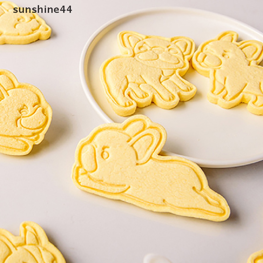 Sunshine Cetakan Cutter Bentuk Anjing French Bulldog 3D DIY Untuk Biskuit / Kue Natal