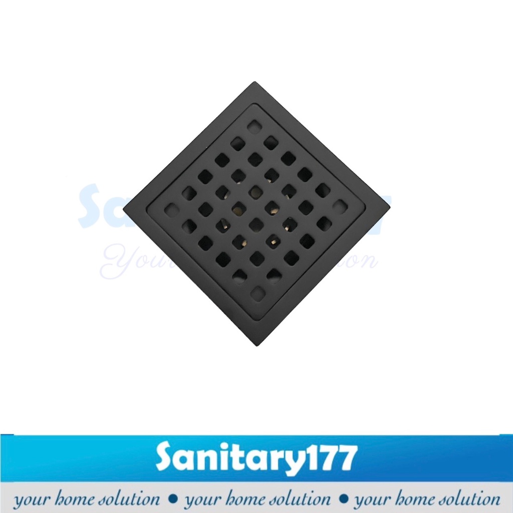 Saringan Got kotak kotak Tebal HITAM 169- Floor Drain minimalis 4inch stainless strainer segiempat Saringan black buangan pembuangan keluar air kamar mandi