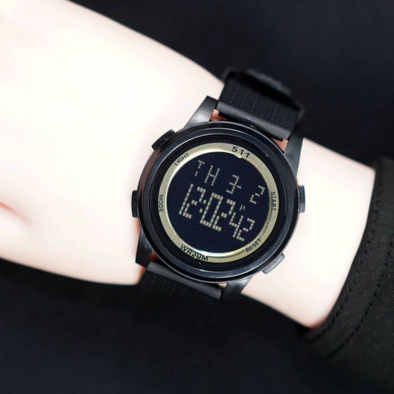 (Cod)Jam Tangan Pria 511 Bulat Digital Anti Air Strap Rubber/Karet(Dikirin Jakarta)