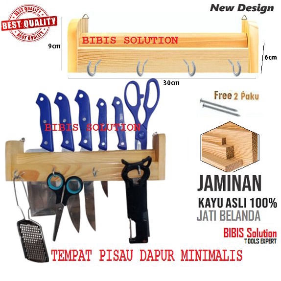 Tempat Pisau Dapur Plus Cantolan Gantungan Kapstok Rak Pisau Tempel Dinding Minimalis