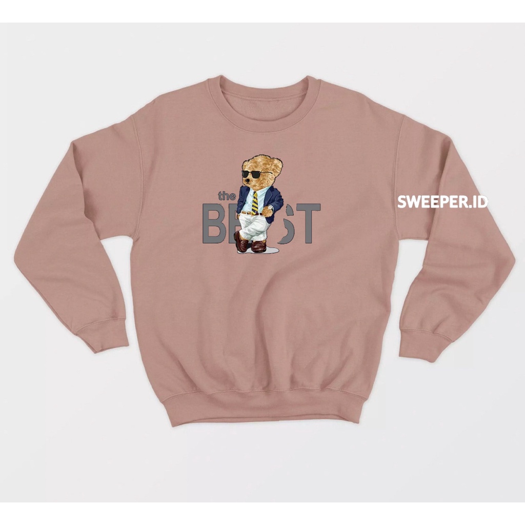 SWEATER CREWNECK TEDDYBEAR THE BEST BAHAN FLEECE BAHAN FLEECE