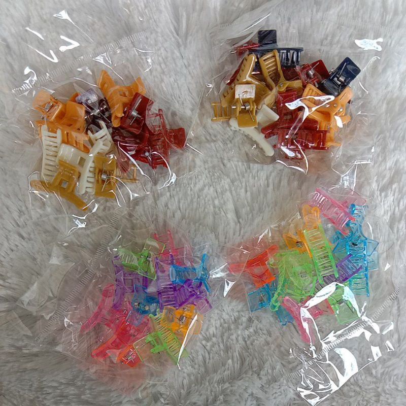 (12 Pcs) Jepit Salon Bentuk T Mini / Jedai Rambut T Warna Perpack