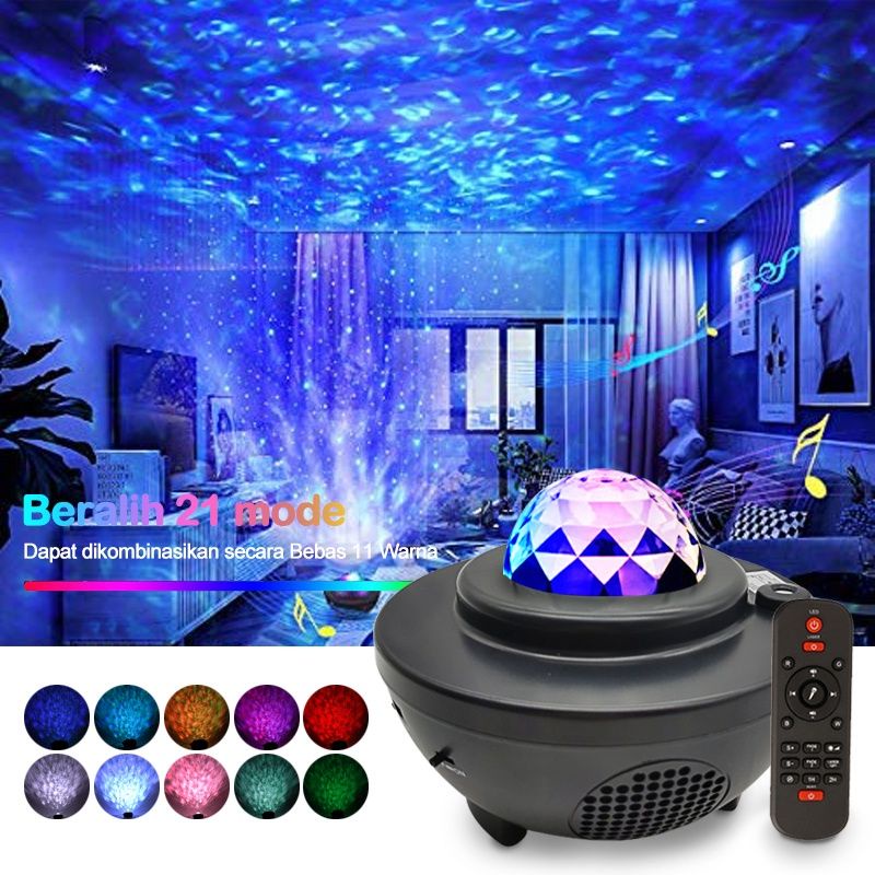 lampu tidur proyektor langit lampu music bluetooth usb 2 in 1 lampu aestetic malam