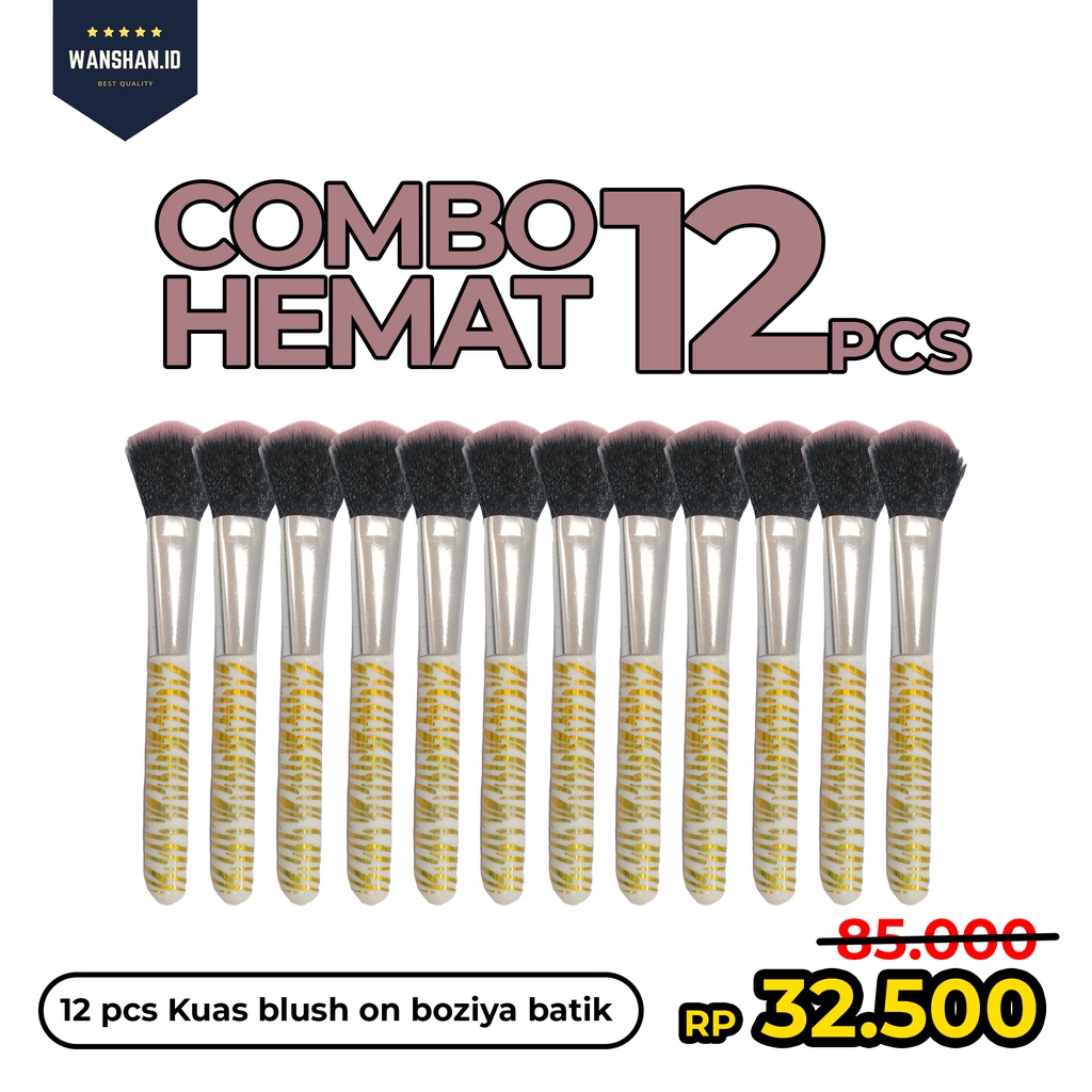 [WS] COMBO HEMAT 12Pcs KUAS BLUSH ON BOZIYA BATIK / KUAS MAKE UP / MAKE UP BRUSH