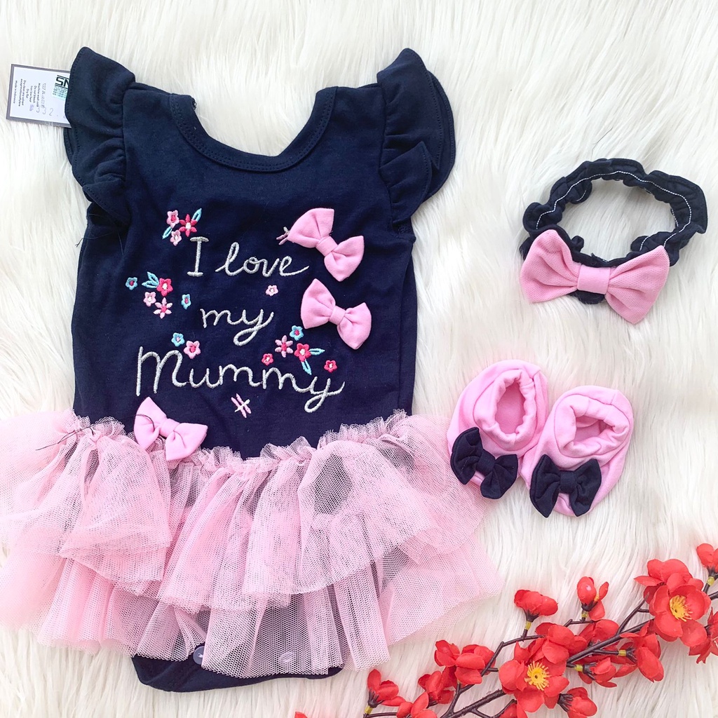 Baju setelan jumper bandana sepatu motif lucu fashion anak bayi cewek perempuan murah -lov