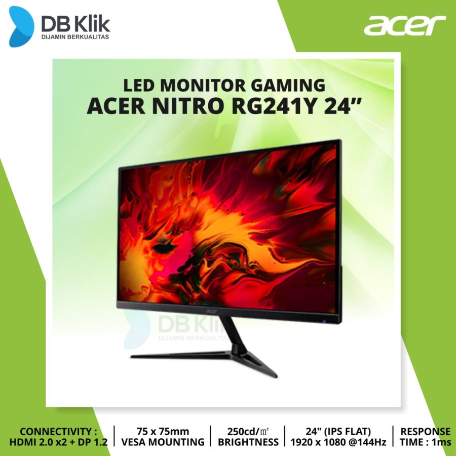 LED Monitor Gaming ACER Nitro RG241Y 24&quot; 165hz FHD HDMI DP - RG241Y P