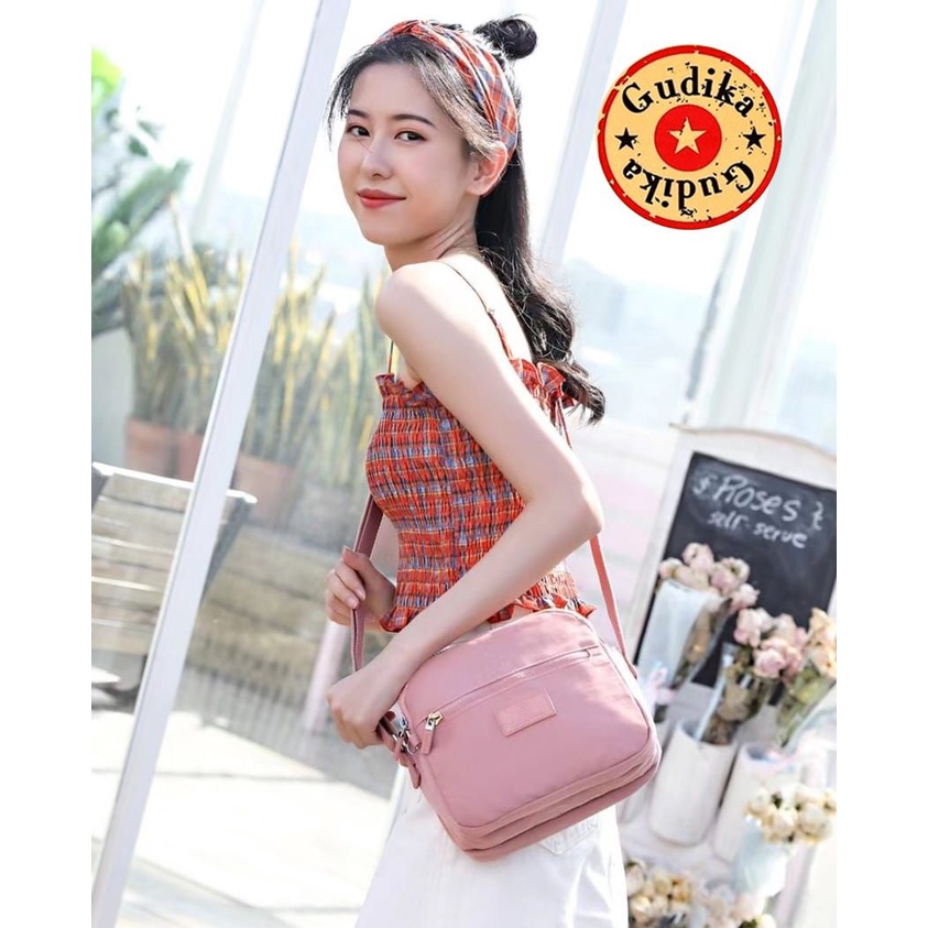 BIG SALE Open Reseller ✔ Gudika 5151 Tas Selempang Wanita Kece Korea Bahan Nilon Kedap Air Import Original