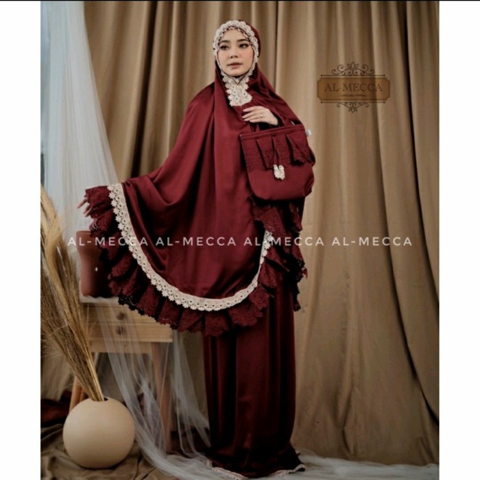 Garansi MUKENA DEWASA SUTRA SYAHRINI||MUKENA SUTRA VELVET PREMIUM - Merah