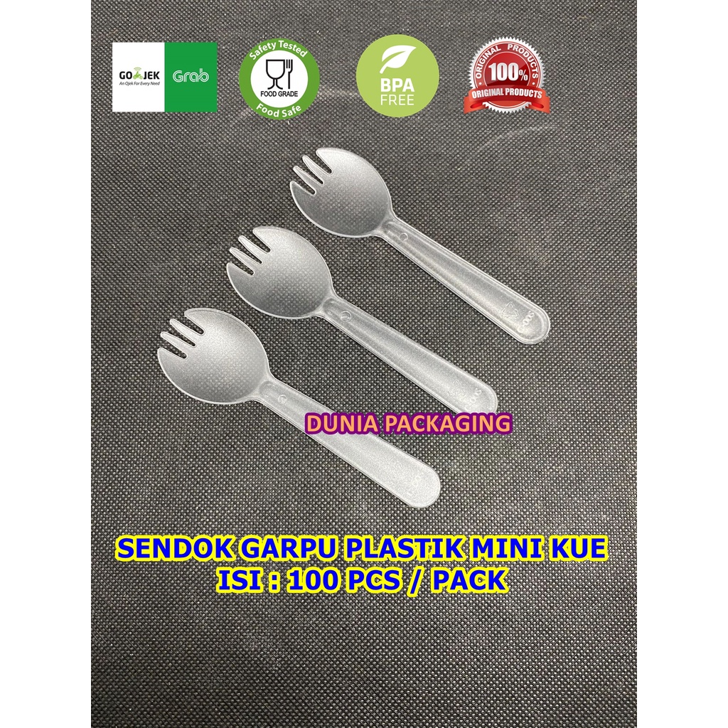 Sendok Garpu 2in1 Plastik Kecil Kue Puding isi 100pcs Medan LK