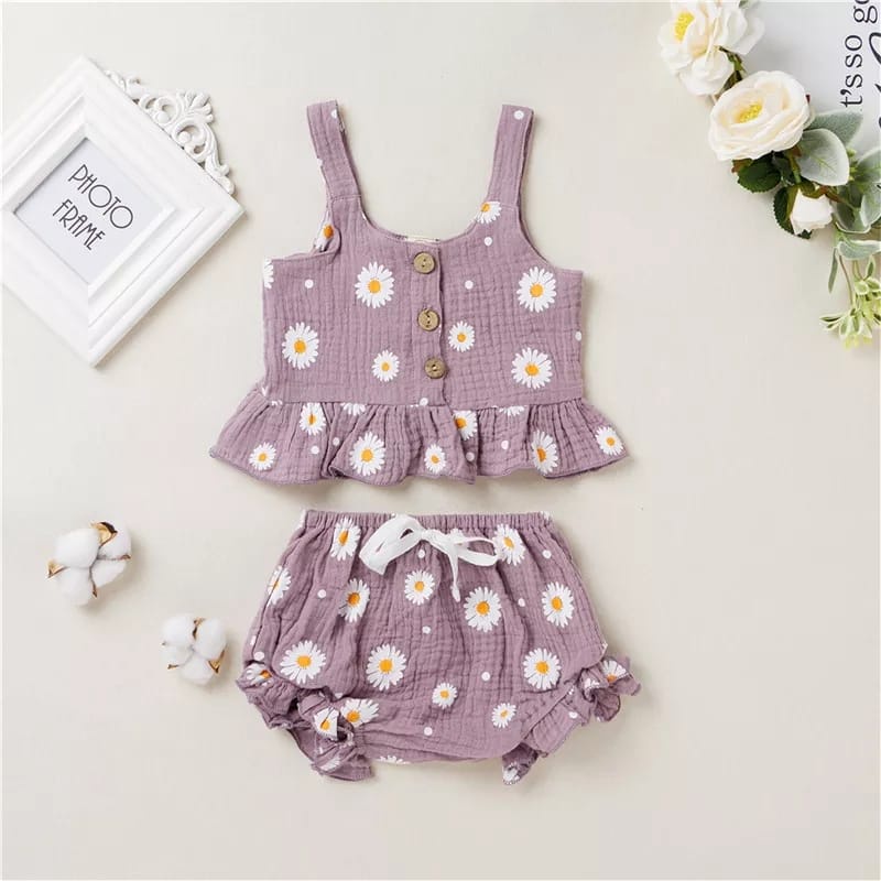 BEFAST - ZTL OOTD Setelan Anak LUNA / SETELAN ANAK DOMIVI / Oneset Anak Motif Bunga-Bunga / Terlaris / Oneset Anak Balita Lucu / Pakaian Anak Perempuan / Setelan Baju Tidur Anak / Fashion Anak Ke Pantai