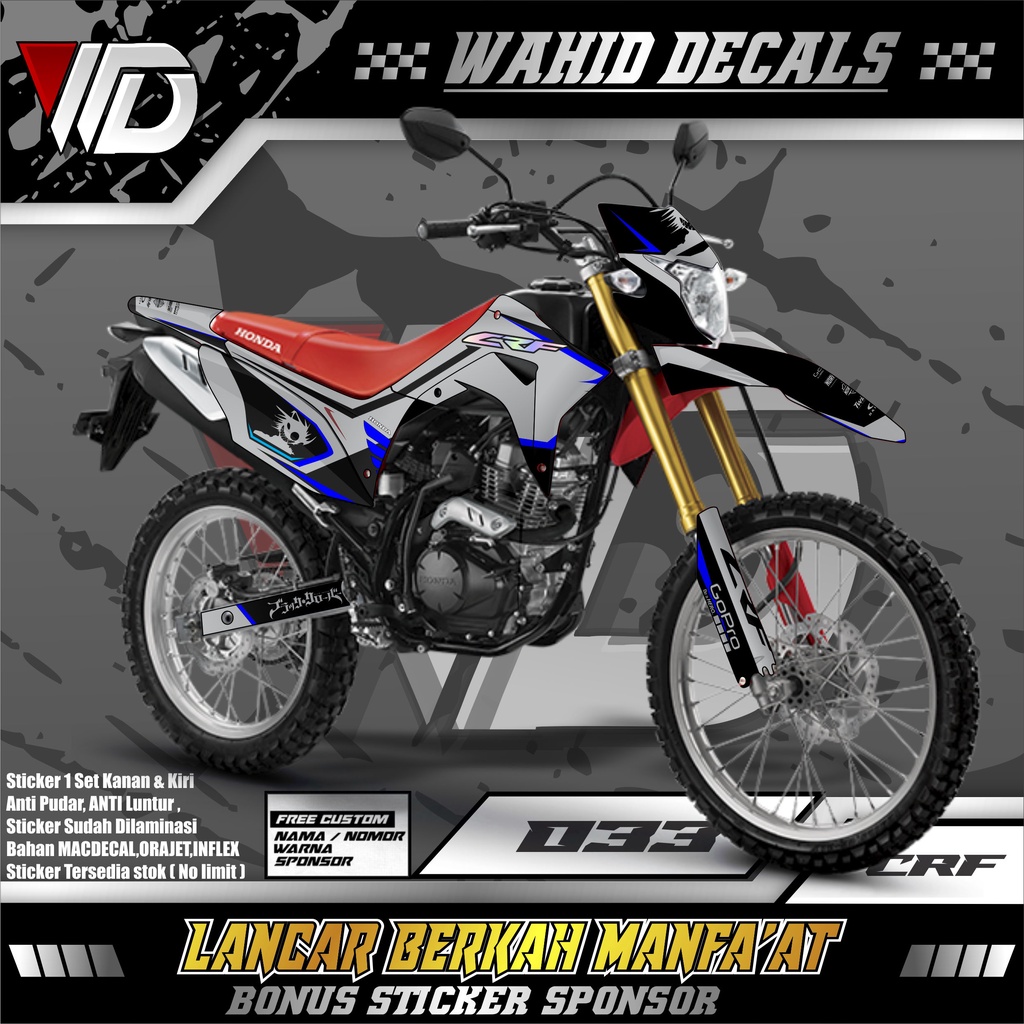 033 DECAL STIKER MOTOR CRF FULL BODY VARIASI SILVER SUPERGLOSSY DESAIN KEREN TERBARU