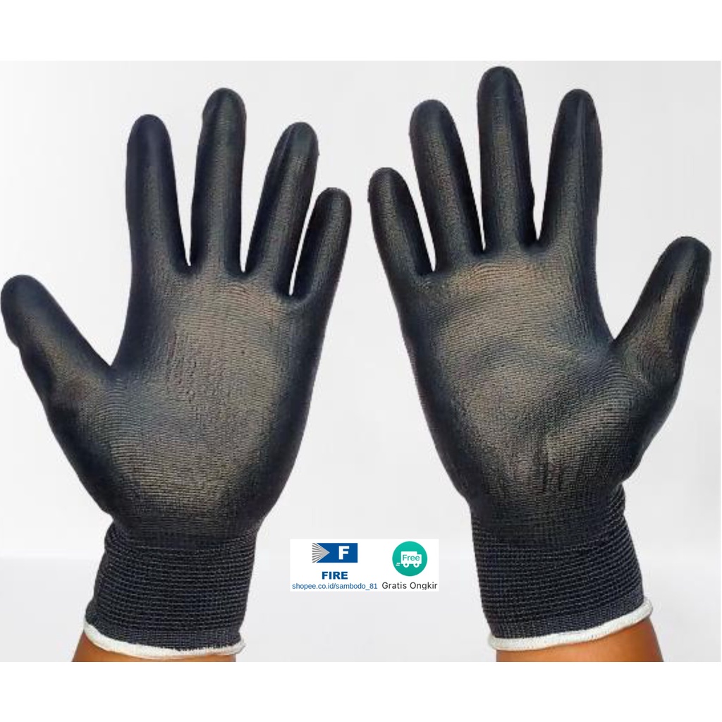 Sarung Tangan Palmfit Safety Gloves Security Dilapisi Karet Industri Pabrik Uci Safety Motor Bengkel otomotif Bagunan Coating Karet Pengaman kerja Packing PU Statis Multitask Karet