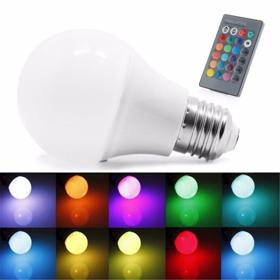 Lampu Bohlam LED RGB Berubah Warna Remote Control Lampu Hias 16 Warna Warni