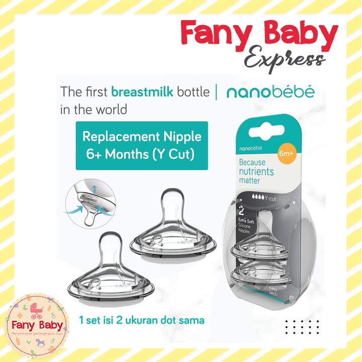 NANOBEBE REPLACEMENT NIPPLE SLOW FLOW/MED FLOW/FAST FLOW/Y CUT/PREMIEE