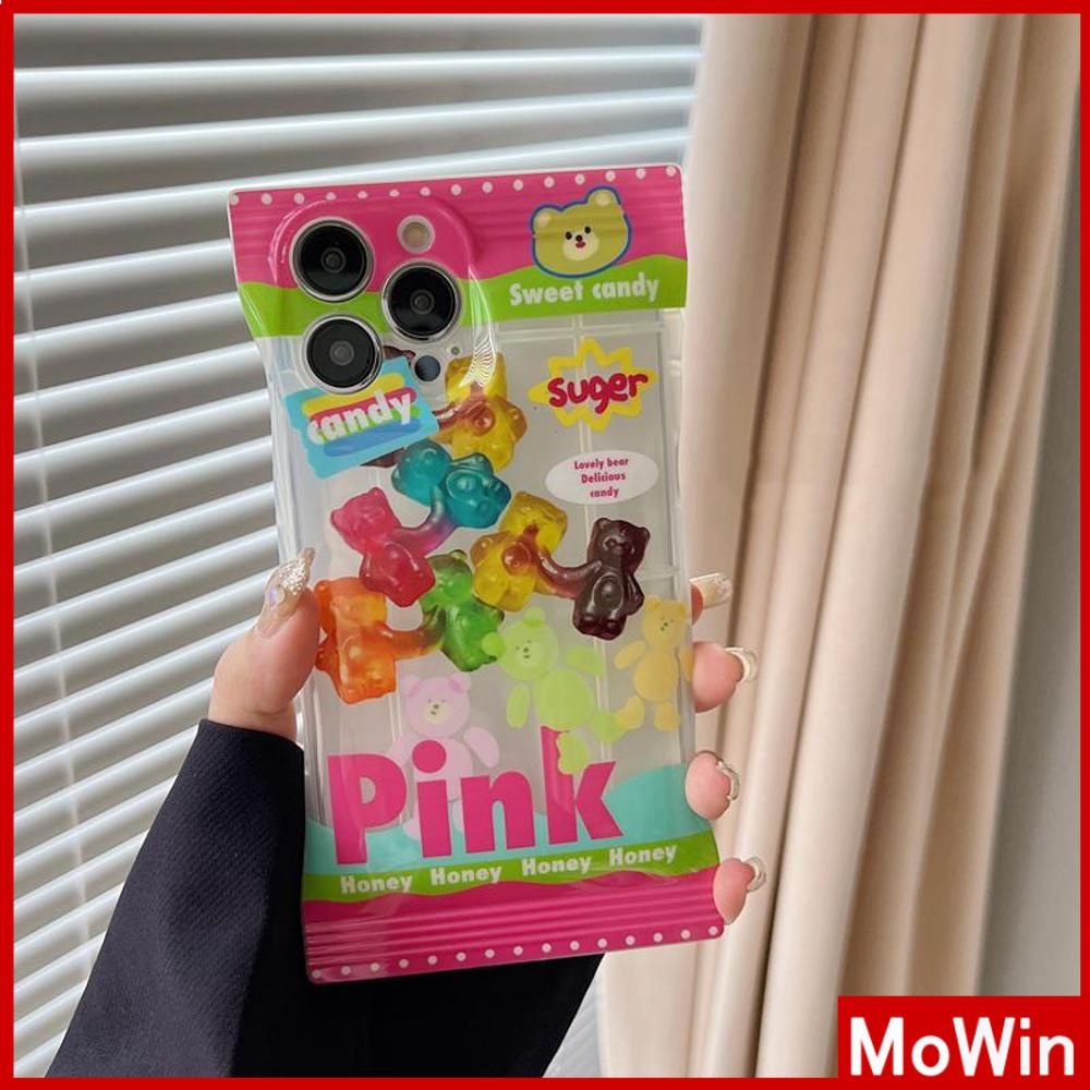 For iPhone 14 Pro Max iPhone Case Snack Bag TPU Soft Case Clear Case Airbag Shockproof Camera Cover Bear Candy Cute Compatible For iPhone 13 Pro Max 12 Pro Max 11 7Plus xr