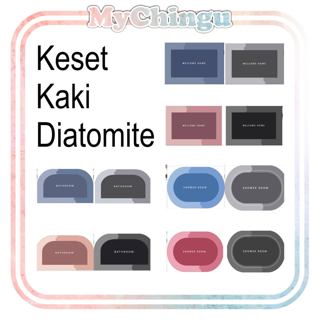 ❀ Chingu ❀ KS003 Keset Kaki (Tanpa Kemasan) Bahan Diatomite Anti Slip Simple Polos 40x60CM Alas Lantai Keset Kamar Mandi Import Murah