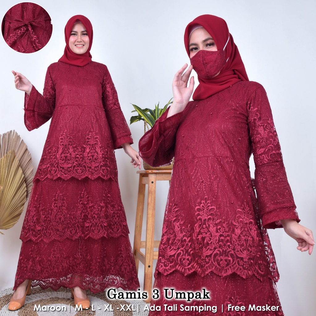 GAMIS TILE UMPAK| GAMIS KONDANGAN| GAMIS PESTA MEWAH| GAMIS BROKAT| GAMIS TILE| GAMIS PENGANTIN| GAMIS PESTA| GAMIS MEWAH| KEBAYA| BY MIRA