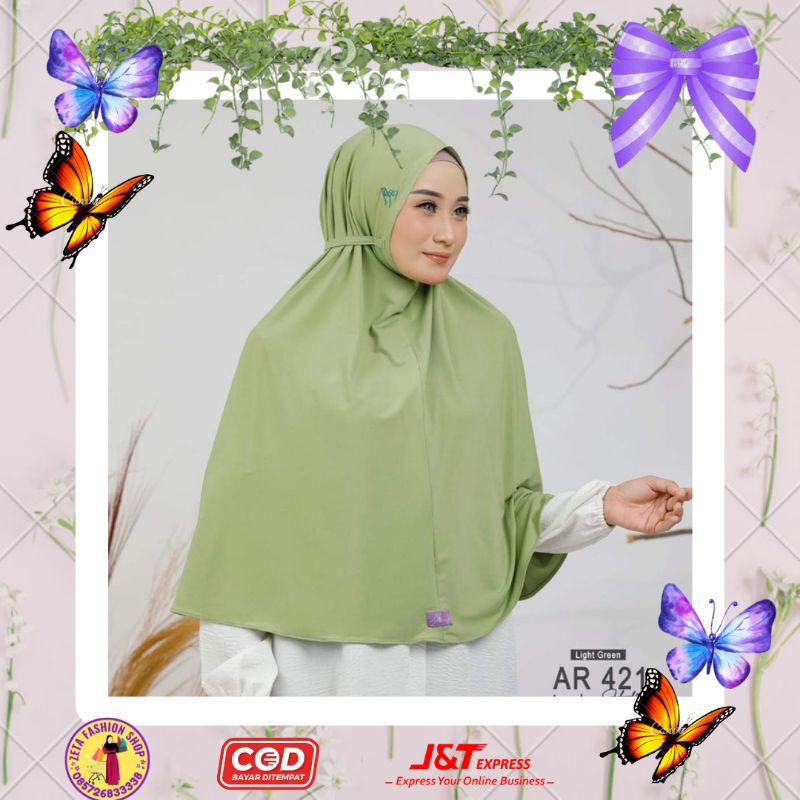 Bayar COD AR 421 jumbo Arrafi  jilbab hijab bergo jersey instan tali belakang jumbo syari umroh