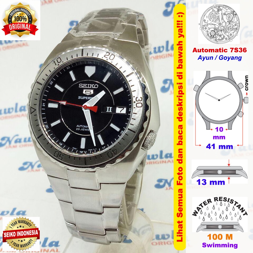 Seiko 5 Superior SNZC95K1 Black Dial Sapphire - Jam Tangan Pria SNZC95