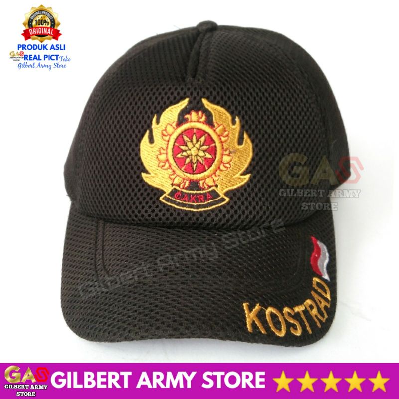 Topi Kostrad Hitam Jaring Bordir Tni AD Grosir Gilbert Army Store Murah Kualitas Premium tebal