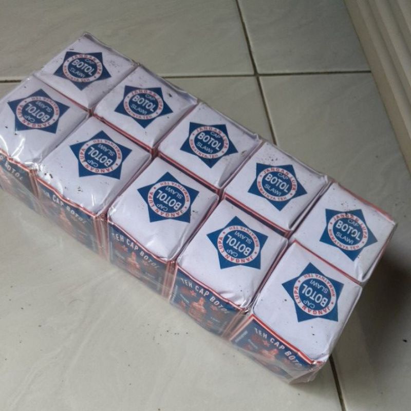 teh cap botol biru besar 40 gr 1 pack isi 10 pcs