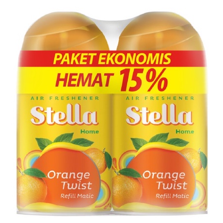 Stella Matic Refill Orange Twist 2 x 160ml Multipack - Refill Alat Stella - Refil Pengharum Ruangan otomatis