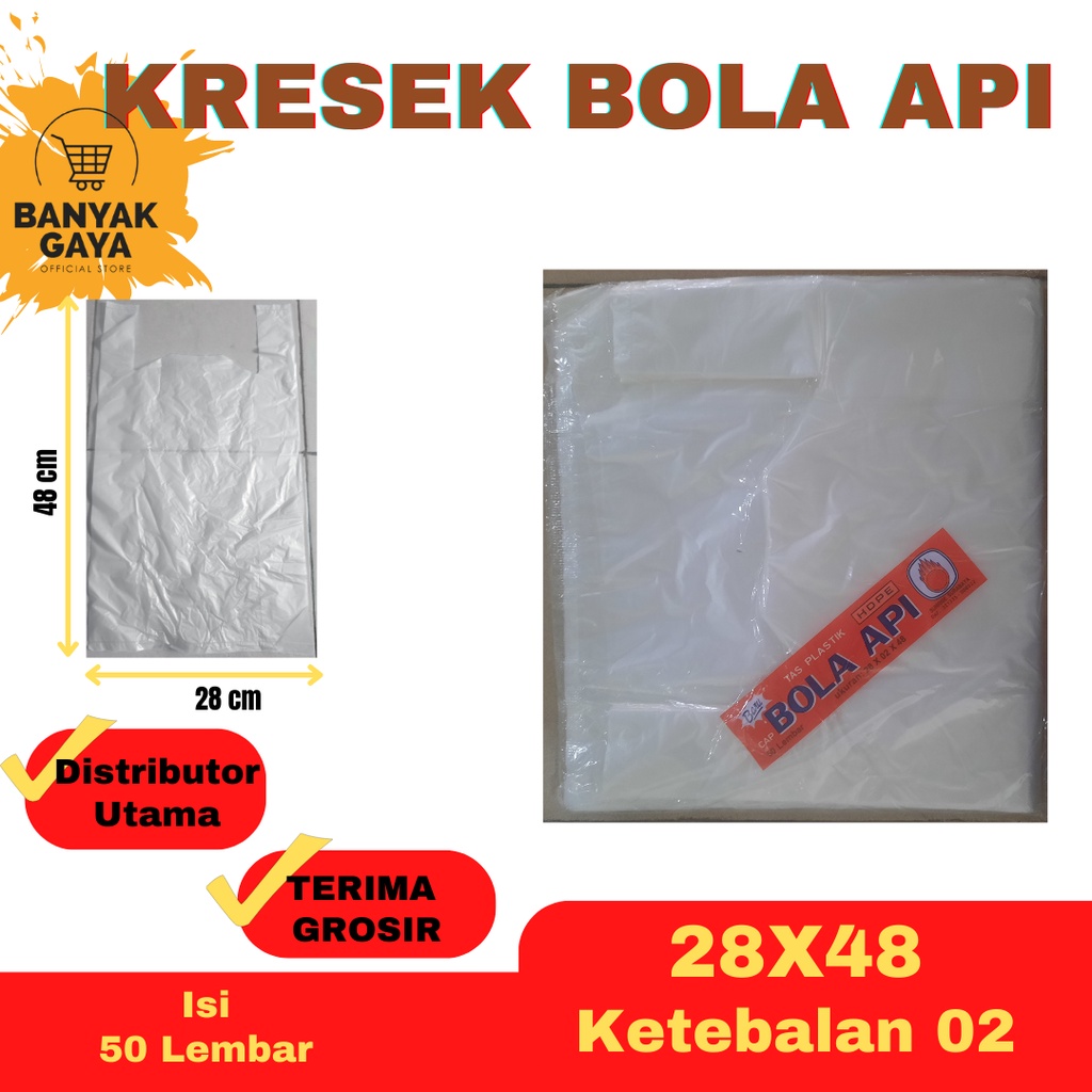 Kantong Kresek Kantong Plastik Bola Api Tas Plastik HDPE 28 X 48