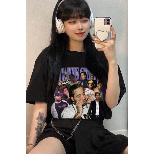 EUNII T-shirt  Lengan Pendek Retro Hip Hop Boy Korean Style/Kaos Atasan Wanita/Baju Kaus Oversize Wanita