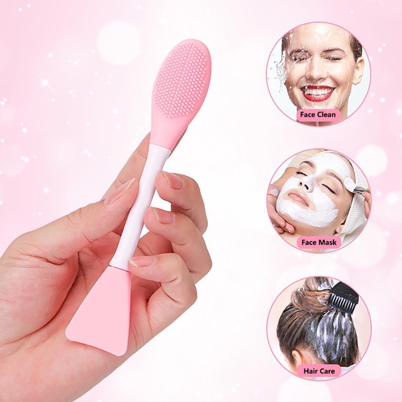 Kuas masker silikon 2 in 1 face brush pembersih sikat komedo