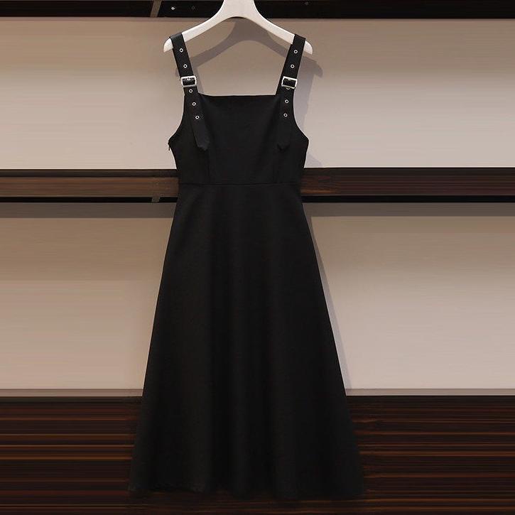 Booming Kemeja   yang menutupi setelan pelangsing perut, gaun tali, setelan wanita，dress kodok wanit