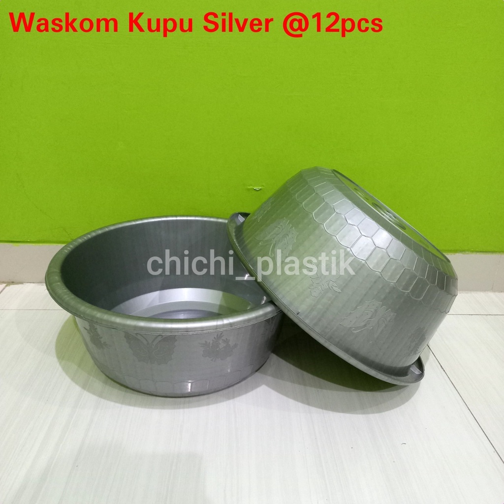 Isi 12 PCS!! Waskom Kupu Silver /Waskom Plastik/Waskom berkatan / Bak cuci