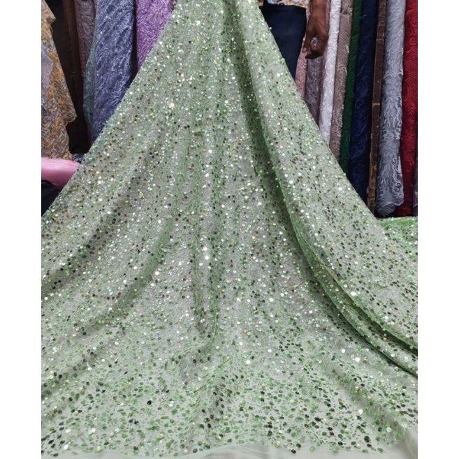 Kain Tille siquence/ Bahan kebaya/ Kain Payet mutiara