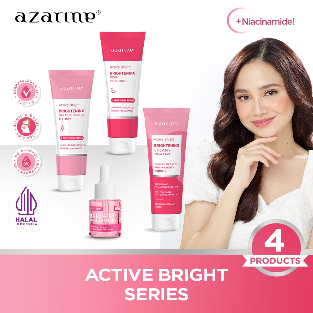 Azarine Active Bright Series /Creamy Facial Foam/Day Moisturizer/Night Moisturizer/Radiant Luminous Serum