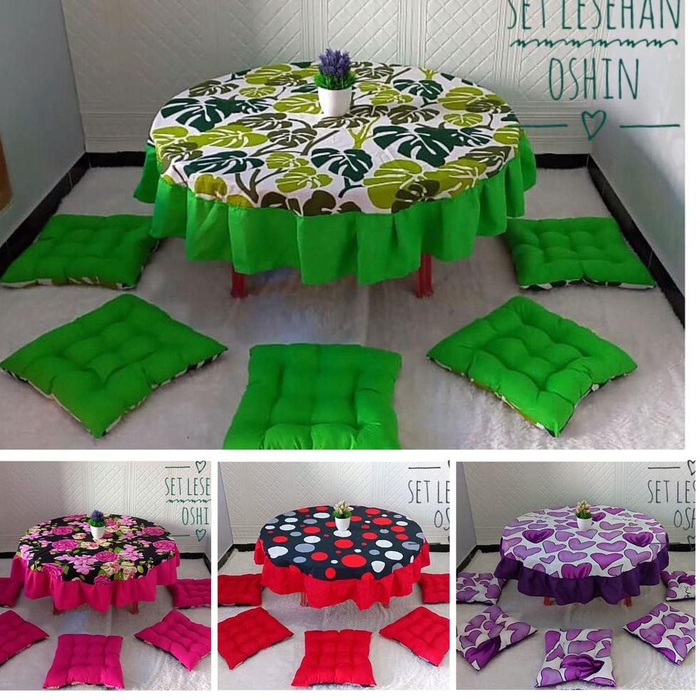 HAR.18Oc22c ◦ Set Lesehan Oshine | Taplak Meja Bulat | Bantal Set Meja Osin