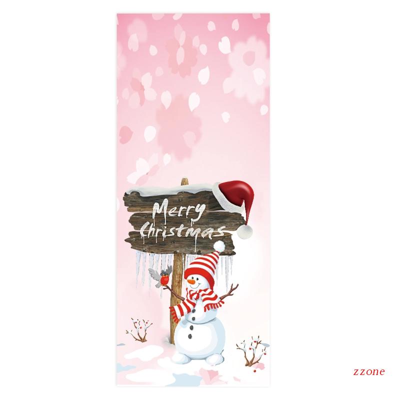 Zzz 2pcs / set Stiker Dinding / Pintu / Kulkas Motif Snowman Natal Untuk Dekorasi Rumah