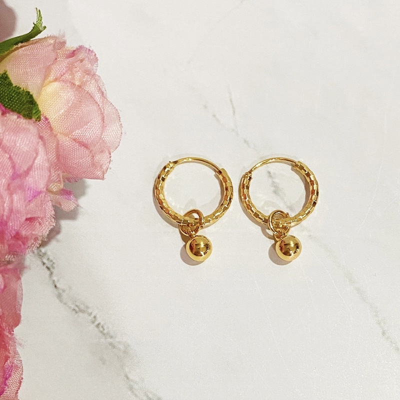 Anting Titanium Anak ABG/ Dewasa Model Bulat Gipsy Gantung (Diameter 1,5cm)