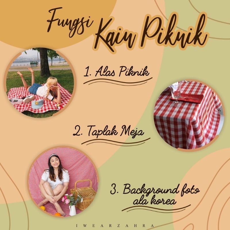 TIKAR KAIN PIKNIK MOTIF KOTAK-KOTAK BEST SELLER