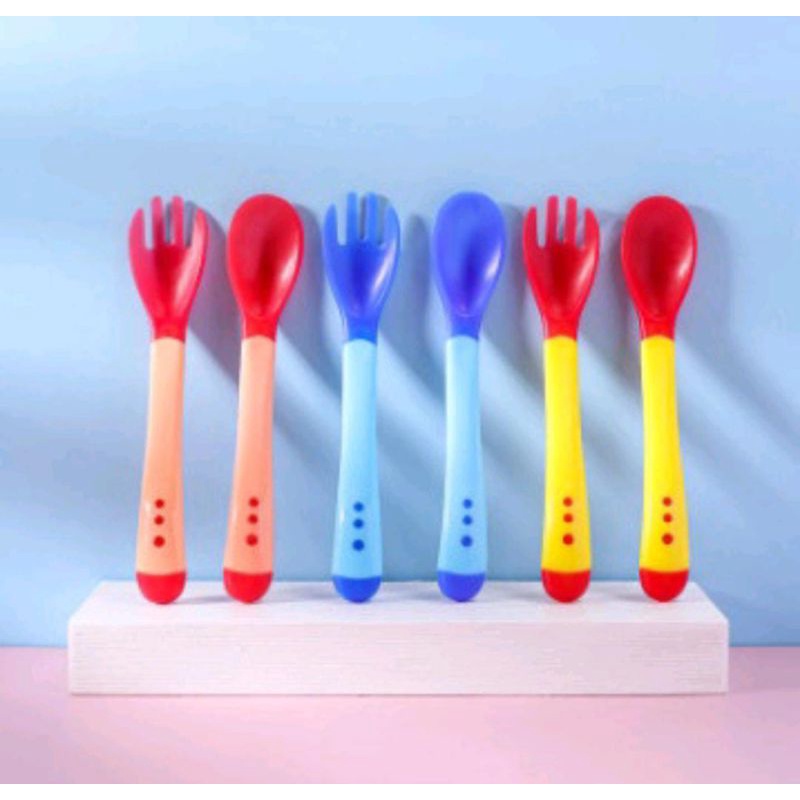 Sendok Makan Bayi Sensor Suhu Panas / Sendok Garpu Bayi Silikon / Sendok Makan Bayi Silikon / Baby Spoon Silicone Bpa Free