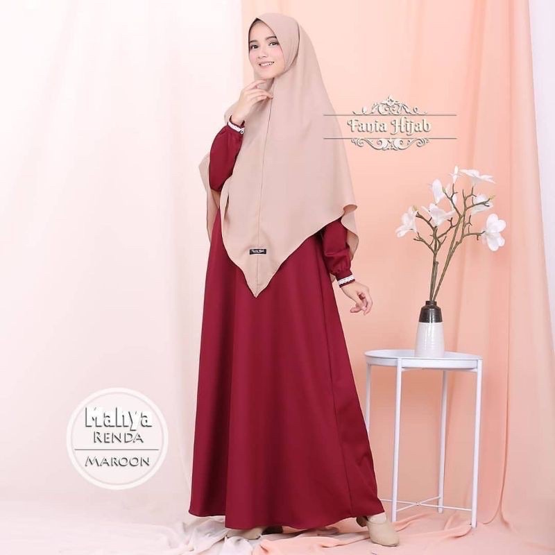 Gamis polos simpel Dress renda simpel bahan katun toyobo fodu