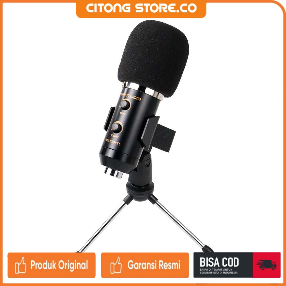 Mikrofon Murah TaffSTUDIO Karaoke Condenser Microphone 3.5mm with Stand - MK-F200TL
