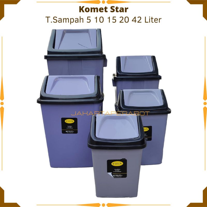 KOMET STAR - Tempat Sampah 5 10 15 20 42 Liter / Tempat Sampah Dapur / Tempat Sampah Daur Ulang / Tempat Sampah Kertas / Tong Wadah Sampah