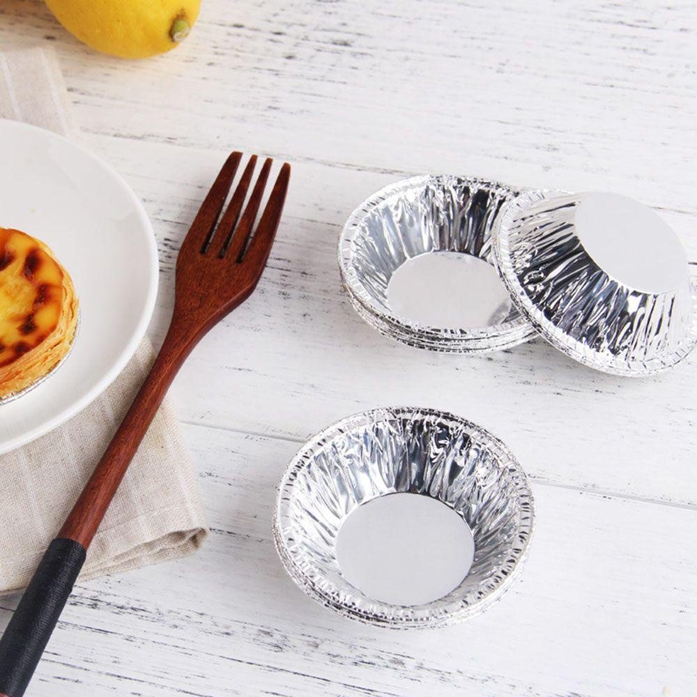 [Elegan] 250 Pcs Cetakan Egg Tarts DIY New Arrival Sekali Pakai Bakeware Silver Tone Puding Makers