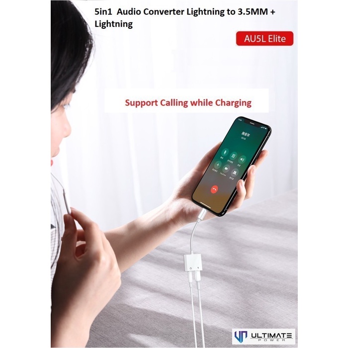 Audio Converter iPhone 14 Pro Max Plus Lightning to 3.5MM + Lightning