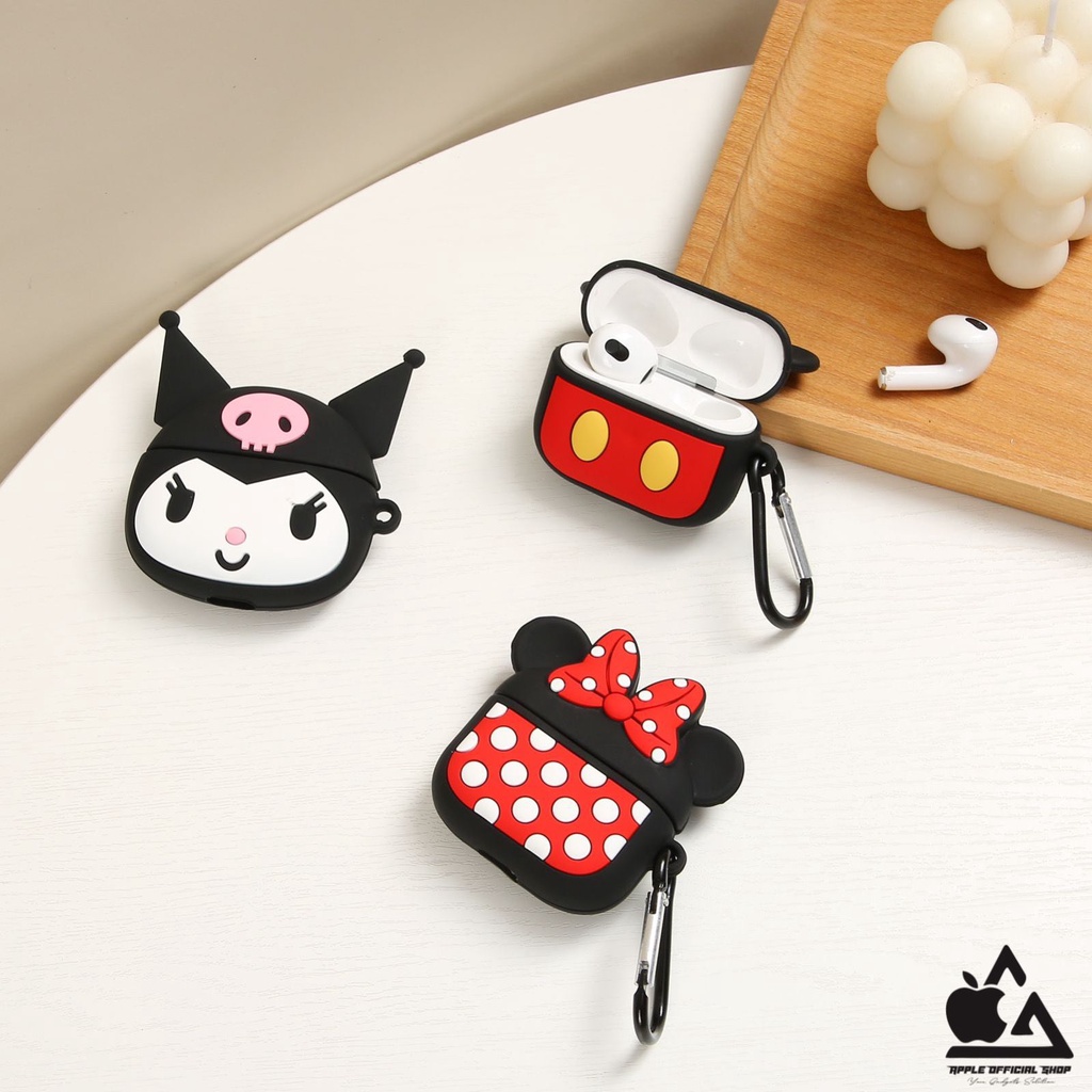 SILIKON CASE 3D LUCU KEREN APPLE AIRPODS GEN 1 2 3 PRO MOTIF CARTOON KARAKTER KARTUN JORDAN DISNEY Silicone Earpods Inpods Earphone Softcase Pouch Kaitan Cantolan