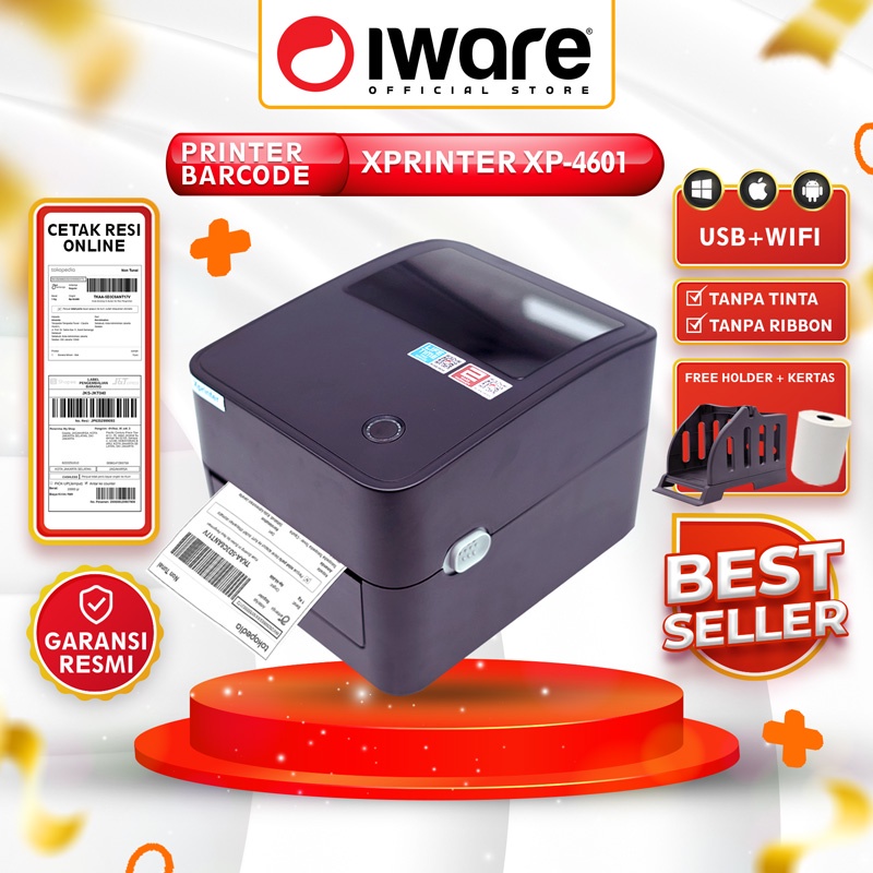 BARCODE PRINTER LABEL USB+WIFI THERMAL XP-4601B | XP-420B SIZE 4&quot; / 110MM / PRINTER RESI ONLINE