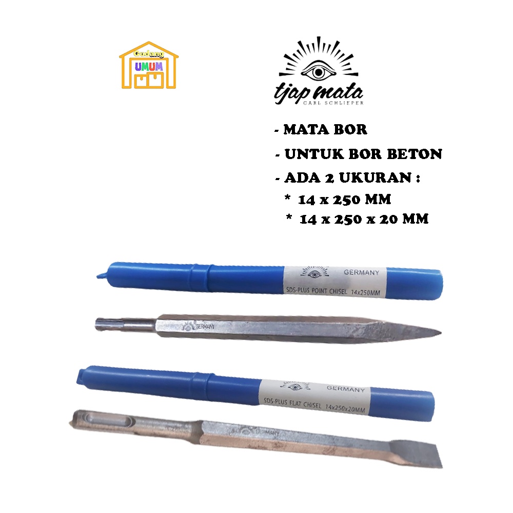 Pahat Bobok Beton Mata Bor Pahat Papak Cap Mata Lancip - Gepeng